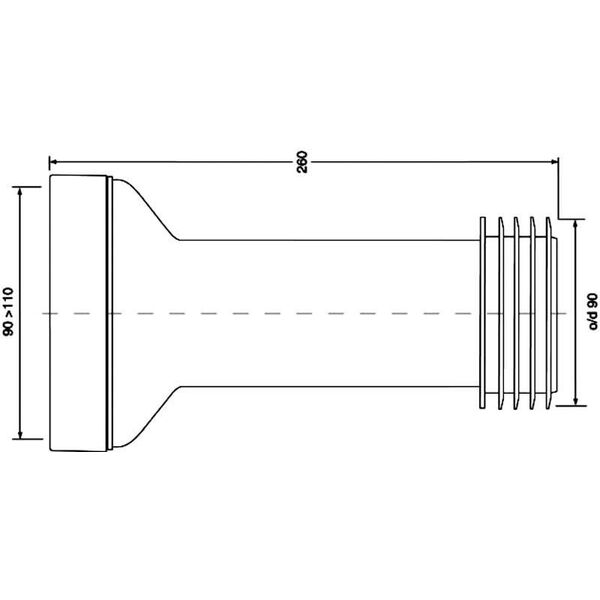 McAlpine Przyłącze kanalizacyjne, długie 260mm, proste (WC-CON2B)
