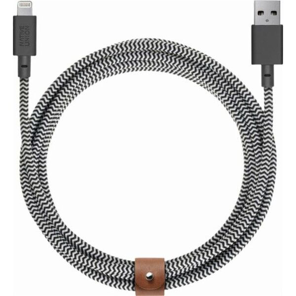 Kabel USB Native Union USB-A - Lightning 3 m Czarny Biały (BELT-KV-L-ZEB-3)