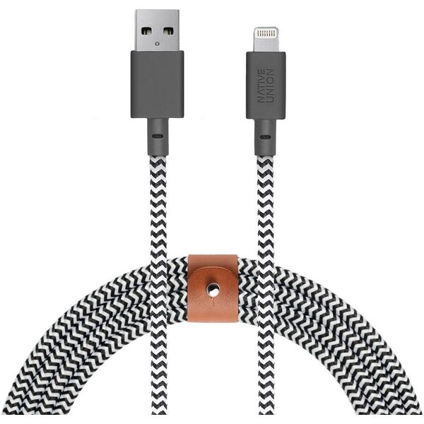 Kabel USB Native Union USB-A - Lightning 3 m Czarny Biały (BELT-KV-L-ZEB-3)