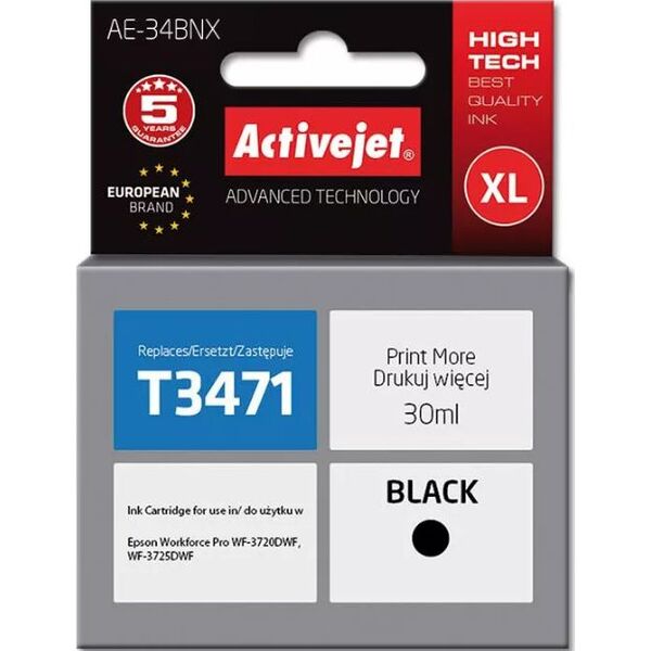 Tusz Activejet Tusz Activejet AE-34BNX (do drukarki Epson, zamiennik T3471 supreme 30ml czarny) - AE-34BNX