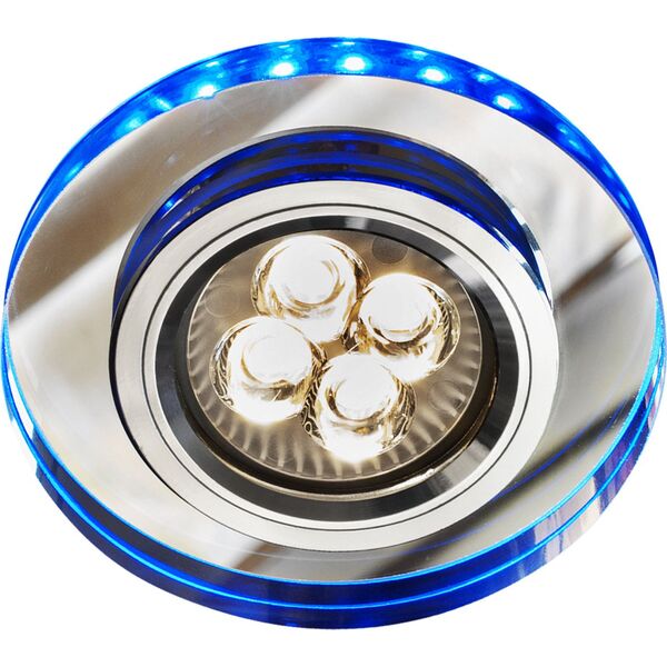 Candellux Oprawa sufitowa oczko halogenowe Candellux SS-23 CH/TR+BL 1x50W GU10 + 2,1W LED SMD chrom, niebieski 2226965 - 2226965