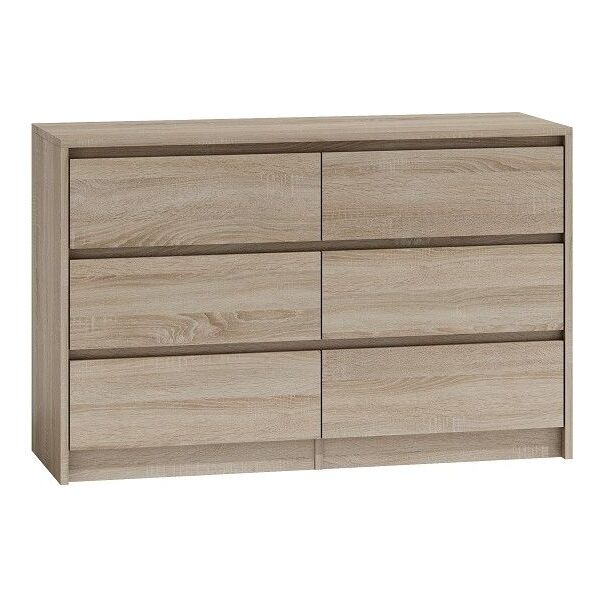 Topeshop Komoda szafka 6 szuflad 120cm dąb sonoma karo k120