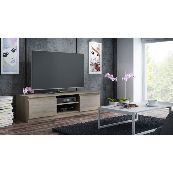 Topeshop Nowoczesny stolik szafka rtv lcd 140cm dąb sonoma