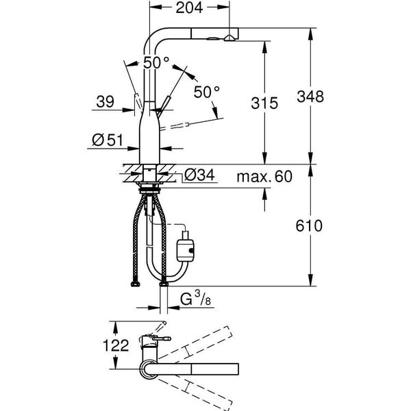 Bateria kuchenna Grohe Grohe Essence New GROHE ESSENCE NEW BATERIA KUCHENNA Z WYCIĄGANĄ WYLEWKĄ KOLOR SUNRISE SUNRISE