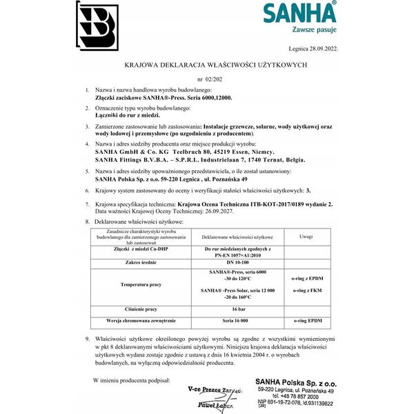 SANHA SANHA PRESS WODA CU ODSADZKA NYPL. PXPZ 15