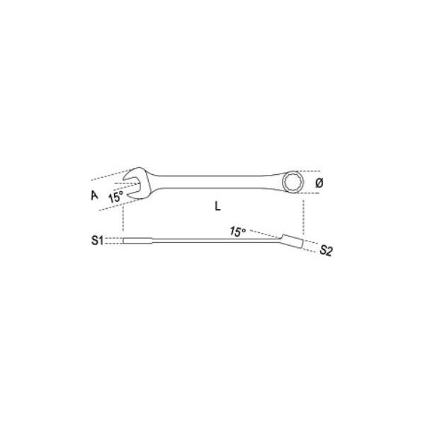 Beta Tools Klucz płasko-oczkowy 15mm (142-15)