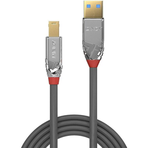 Kabel USB Lindy USB-A - USB-B 1 m Szary (36661)