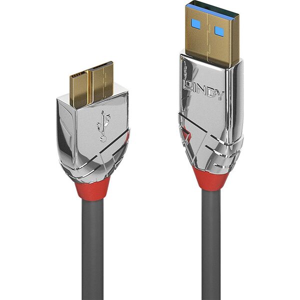 Kabel USB Lindy USB-A - micro-B 1 m Srebrny (36657)