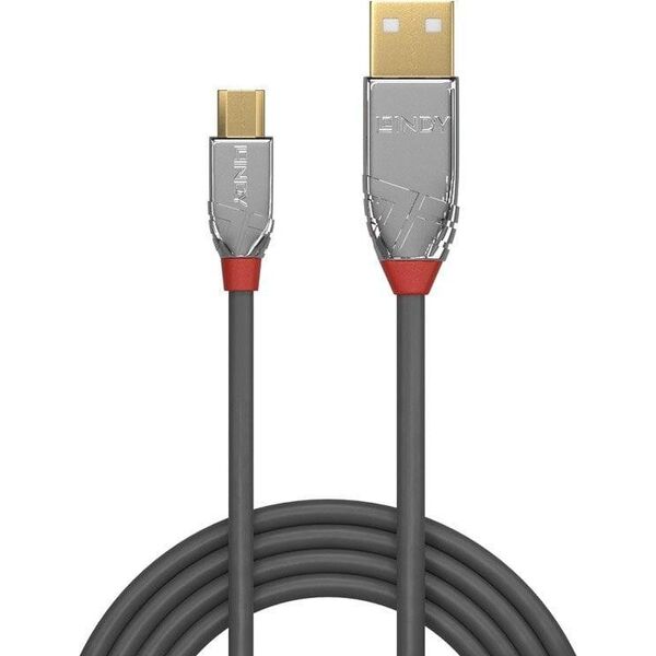 Kabel USB Lindy USB-A - microUSB 5 m Szary (36654)