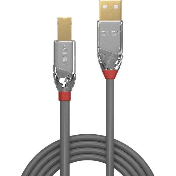 Kabel USB Lindy USB-A - USB-B 3 m Szary (36643)