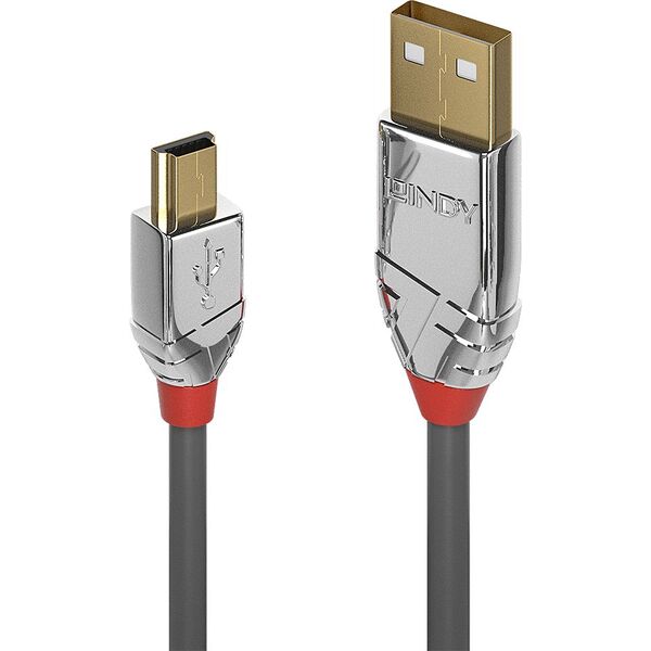 Kabel USB Lindy USB-A - miniUSB 5 m Szary (36634)