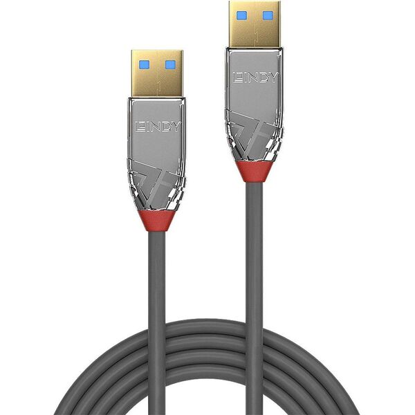 Kabel USB Lindy USB-A - USB-A 2 m Szary (36627)