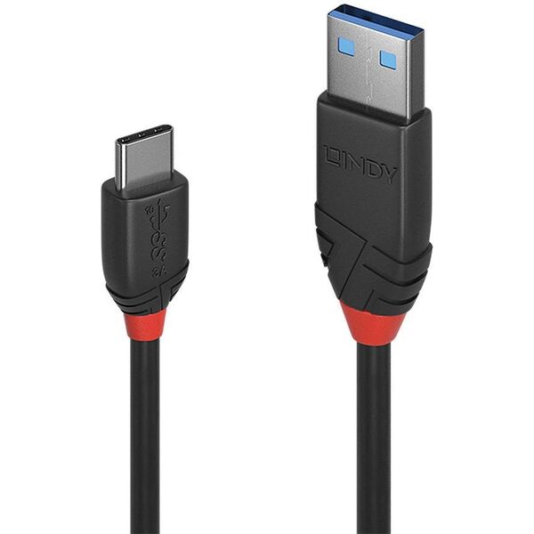 Kabel USB Lindy USB-A - USB-C 1 m Czarny (36916)