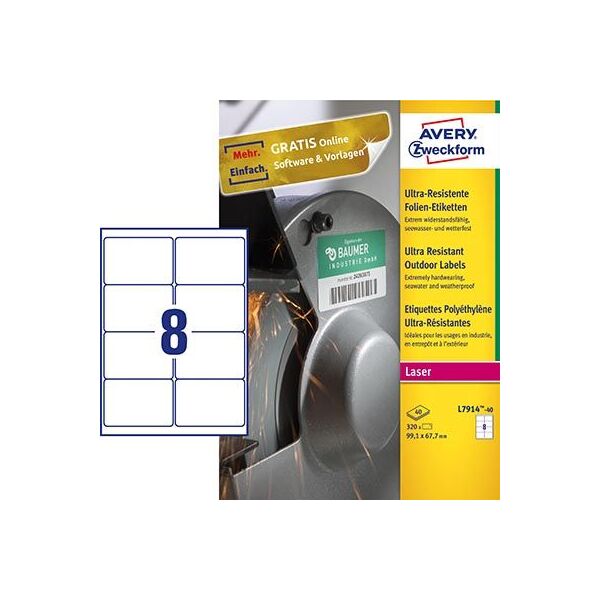 Avery Zweckform ETYKIETY ZF L7914-40 ULTRA RESISTANT 99,1X67,7 MM, 40 ARKUSZY