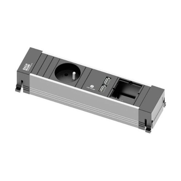 Listwa zasilająca Bachmann Bachmann 916.0039 - black / gray - 1x safety socket - 2x USB - 1x custom module, small