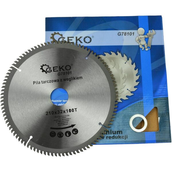Geko Tarcza do aluminium z widią 210mmx100Tx32mm + zestaw redukcji (25/50)