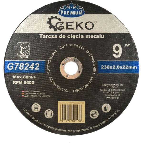 Geko tarcza do cięcia metalu Premium 230x2 Inox (G78242)