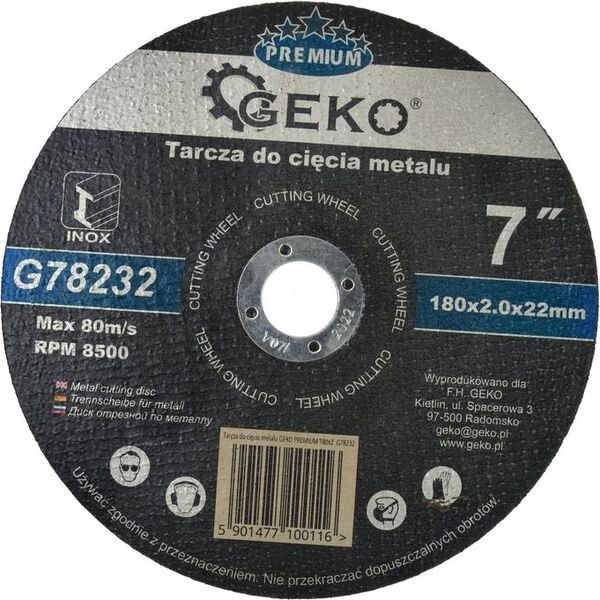 Geko tarcza do cięcia metalu Premium 180x2 Inox (G78232)