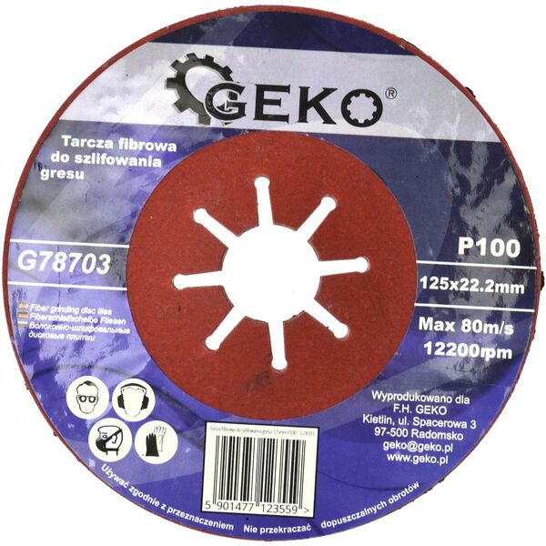 Geko tarcza fibrowa do szlifowania gresu 125mm P100 (G78703)