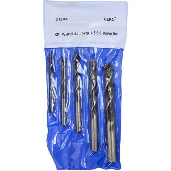 Wiertło Geko Kpl.5szt.wierteł do drewna 4-10mm(200)