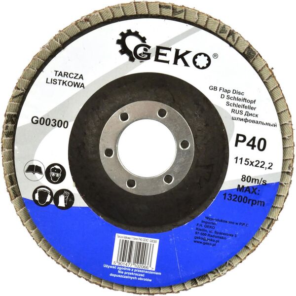 Geko tarcza listkowa 115mm P40 (G00300)