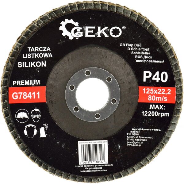 Geko tarcza listkowa"SILIKON" 125mm P40 (G78411)