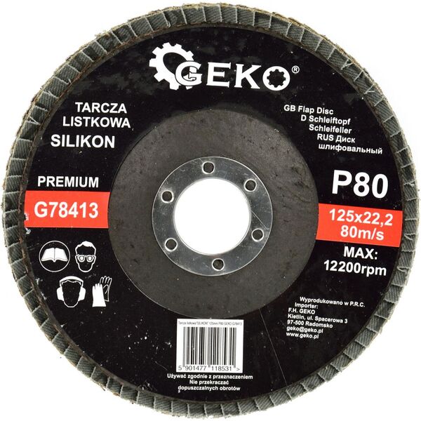Geko Tarcza listkowa"SILIKON" 125mm P80 GEKO PREMIUM(10/200)