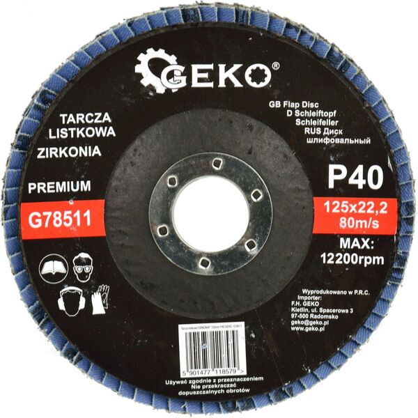 Geko Tarcza listkowa"CYRKON" 125mm P40 GEKO PREMIUM(10/200)