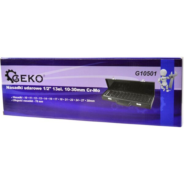 Geko nasadki udarowe 1/2" 13el. 10-30mm Cr-Mo (G10501)