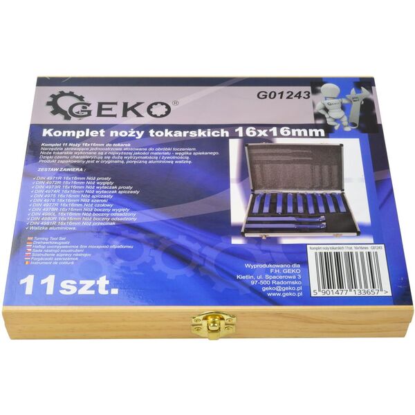 Geko komplet noży tokarskich 11 sztuk 16x16mm (G01243)
