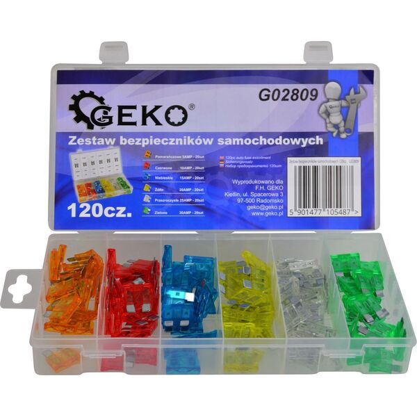 Geko Zestaw bezpieczników samochodowych 120cz.(5/20)