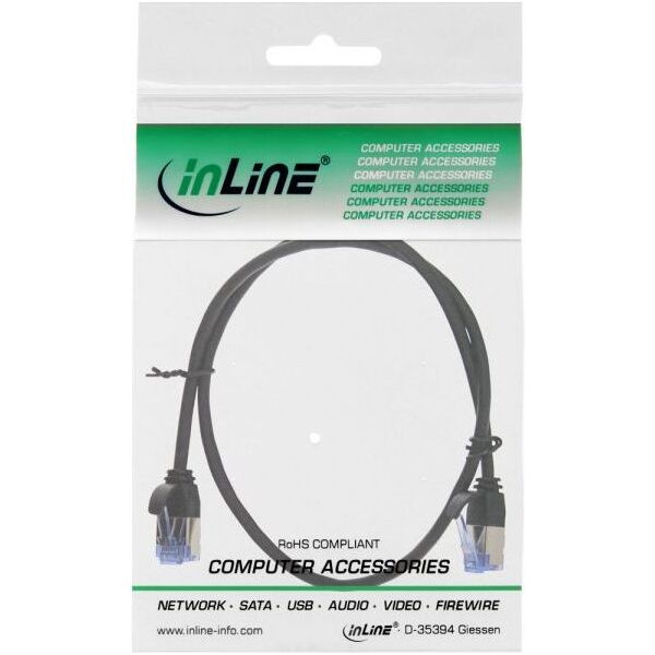 InLine InLine slim okrągły kabel sieciowy Patch U/FTP Cat,6A - czarny - 0,5m