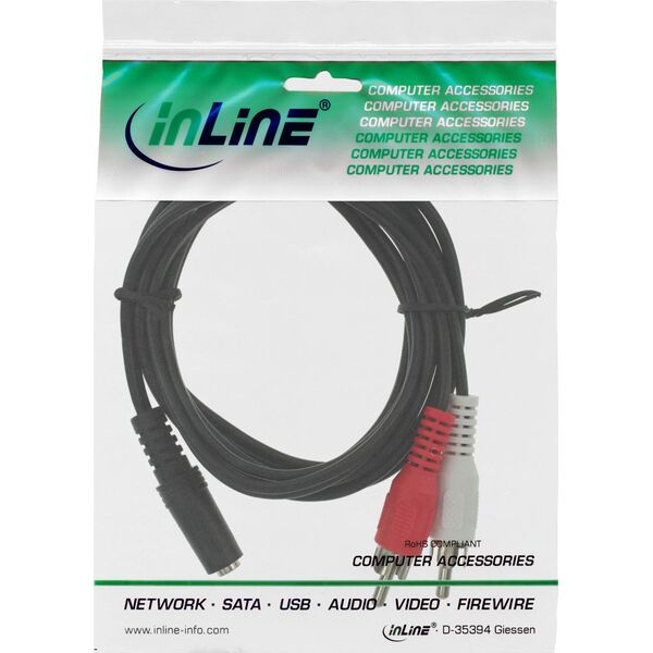 Kabel InLine Jack 3.5mm - RCA (Cinch) x2 2m czarny (89940C)