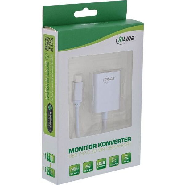 Adapter USB InLine USB-C - DisplayPort Mini Biały  (64105S)