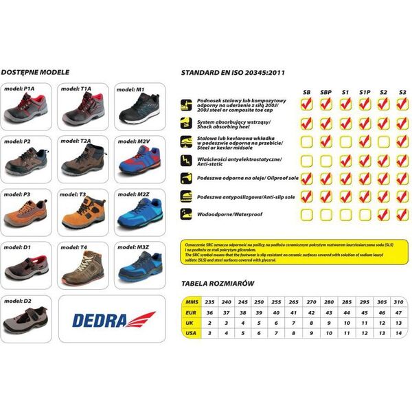 Dedra Półbuty bezpieczne M1 sport rozmiar 41 (BH9M1-41)