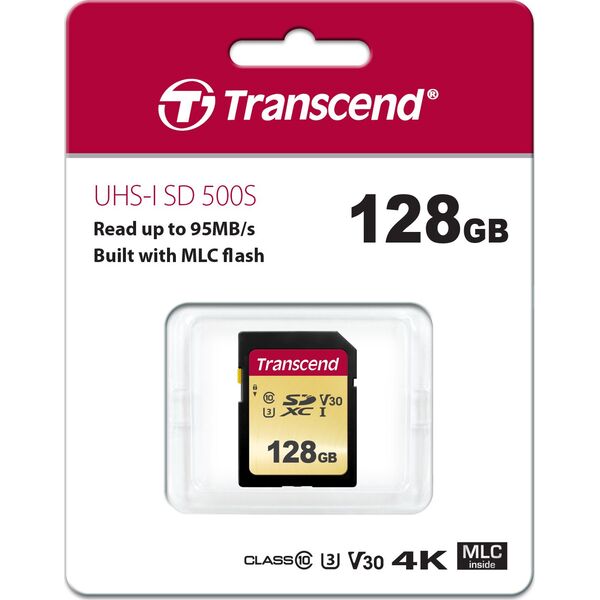 Karta Transcend 500S SDXC 128 GB Class 10 UHS-I/U3 V30 (TS128GSDC500S)