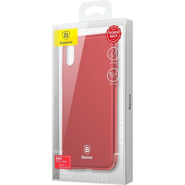 Baseus Etui iPhone X Baseus Thin Case ultra cienki pokrowiec czerwony
