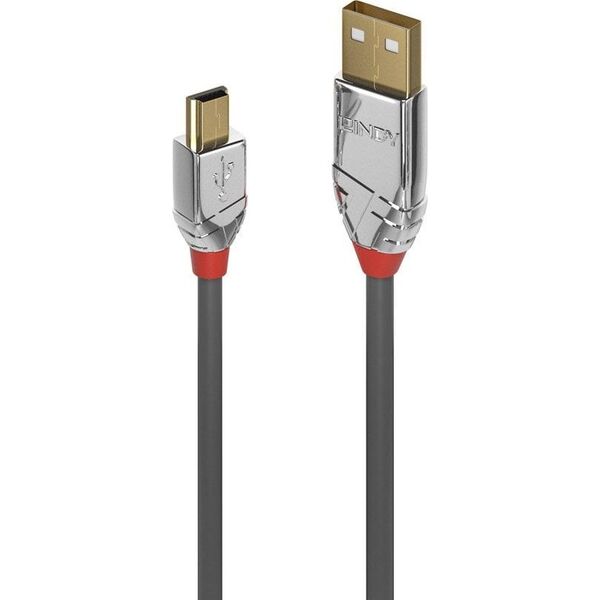 Kabel USB Lindy USB-A - miniUSB 3 m Szary (36633)