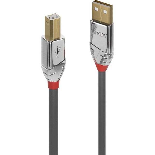 Kabel USB Lindy USB-A - USB-B 2 m Srebrny (36642)