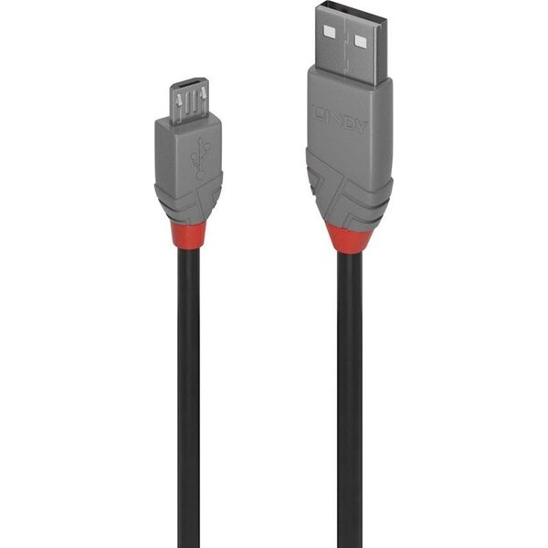 Kabel USB Lindy USB-A - microUSB 0.5 m Szary (36731)