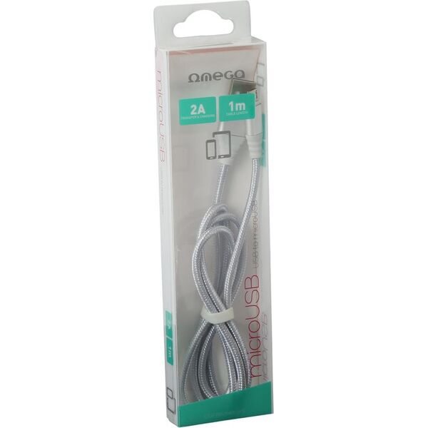 Kabel USB Omega USB-A - 1 m Srebrny (OUFBB3MBOXS)