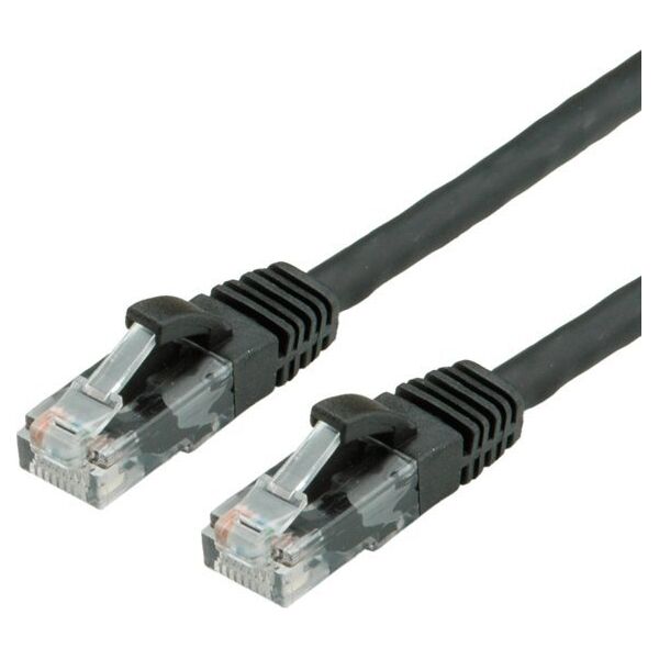 Value VALUE - Patch- Cable - RJ- 45 (M) to RJ- 45 (M) - 15 m - UTP - CAT 6a - shaped, without Haken - black, RAL 9011 (21.99.1468)