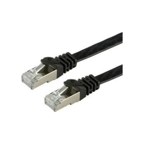 Value VALUE - Patch- Cable - RJ- 45 (M) to RJ- 45 (M) - 1 m - FTP - CAT 6a - halogen free, shaped, stranded, flat - black (21.99.0831)