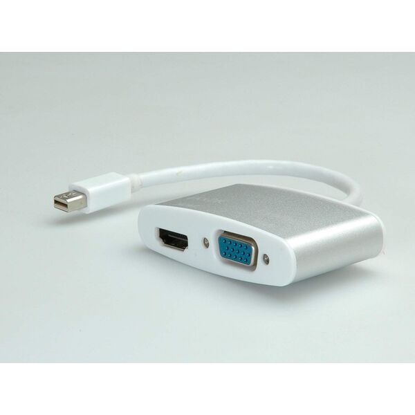 Adapter AV Roline DisplayPort Mini - HDMI - D-Sub (VGA) srebrny (JAB-2601584)