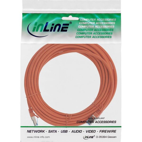 InLine Patch Cable - S / FTP (PiMf) - Cat.6A - 500MHz - Halogen Free - Copper - Orange - 20m (76820O)