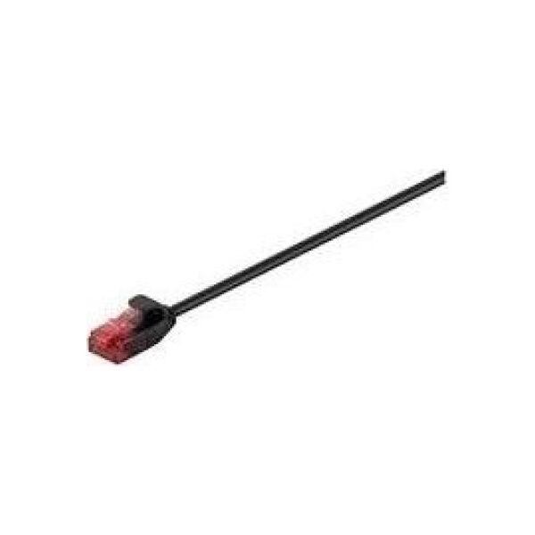 Goobay Wentronic Goobay CAT 6 Slim- Patch Cable, U/UTP, black, 1 m - copper material (93714)