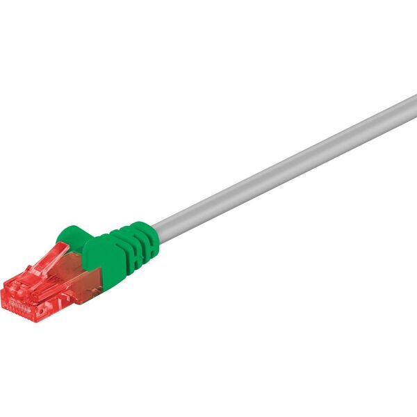 Goobay Wentronic Goobay CAT 6 Crossover- Patch Cable, U/UTP, gray, green, gray- green, 1 m - CCA coppergemisch Material (68471)