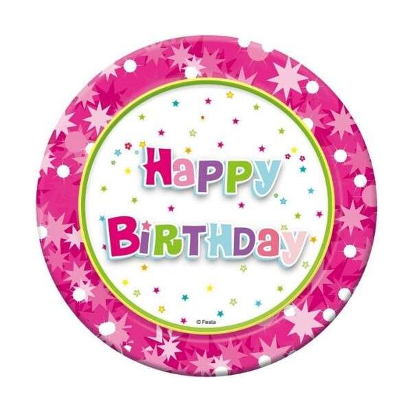 Aster Talerzyki papierowe 18 cm Happy Birthday - 6 szt