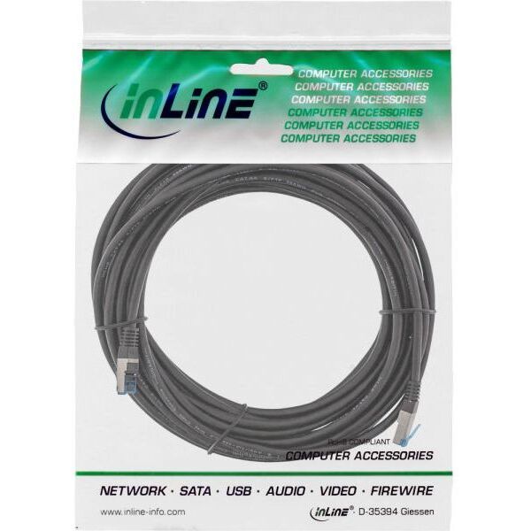 InLine InLine - Patch Cable - RJ-45 (M) to RJ-45 (M) - 10.0m - SFTP, PiMF - CAT 6a - Outdoor, Round, Stranded - Black (72800S)