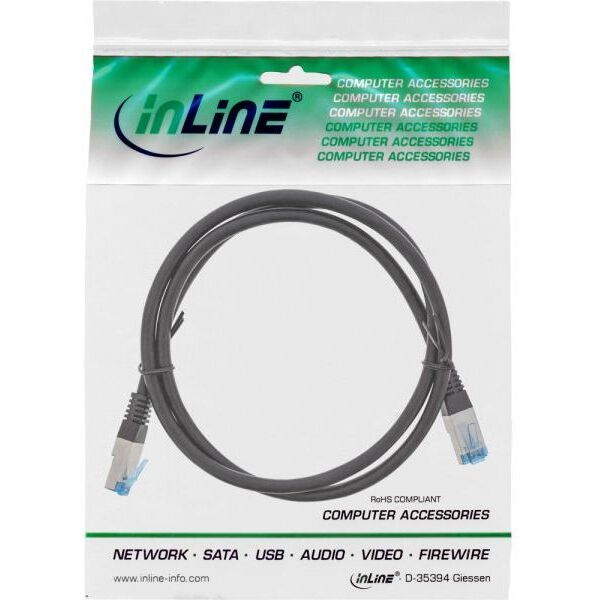 InLine InLine - Patch Cable - RJ-45 (M) to RJ-45 (M) - 2.0m - SFTP, PiMF - CAT 6a - Halogen Free, Stranded - Black (74802S)